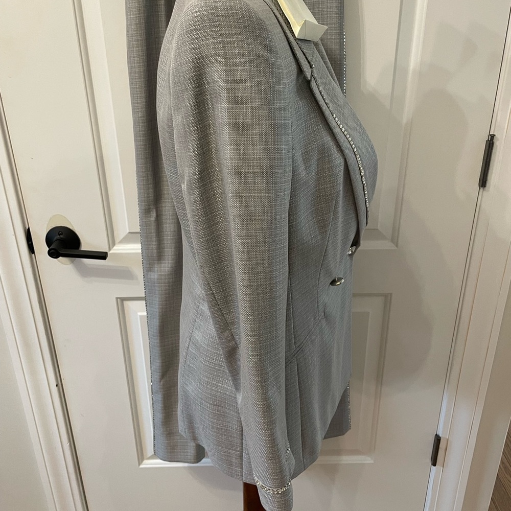 Escada Wool and Silk Blend Suit with Rhinestone Trim - Picture 12 of 16